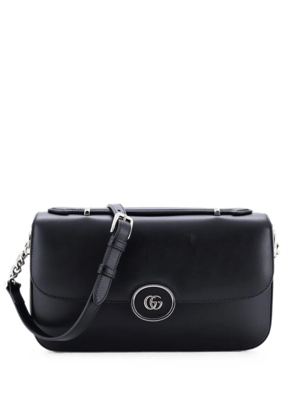 Gucci Pre-Owned Borsa a spalla Petite GG piccola in pelle con battente e tracolla - Nero
