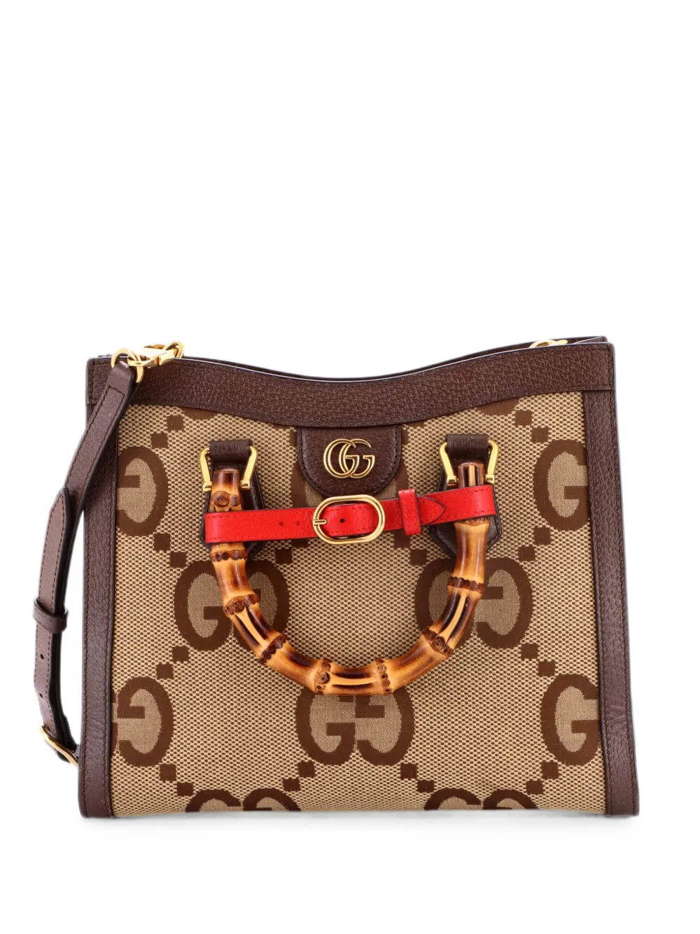 Gucci Pre-Owned Borsa tote in tela Jumbo GG con manico in bambù - Marrone