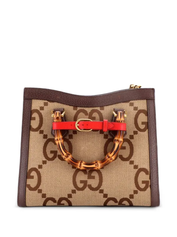 Gucci Pre-Owned ダイアナ NM バンブーハンドル ジャンボ GGキャンバス 