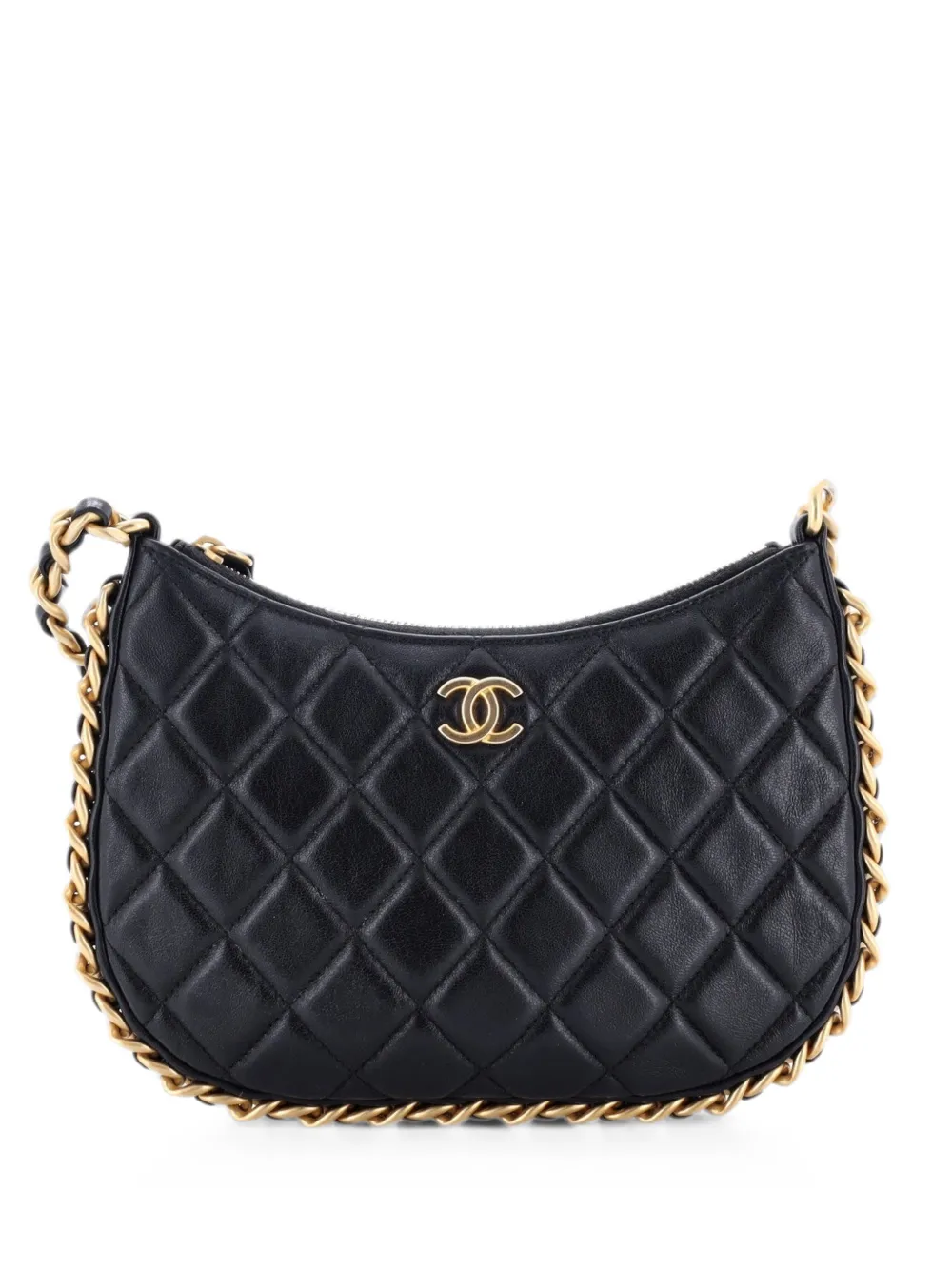 CHANEL Pre-Owned Borsa passepartout CC in pelle di agnello trapuntata con catena - Nero