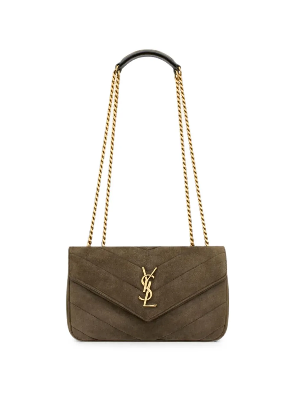 Saint Laurent small Loulou chevron-quilted shoulder bag - Grün
