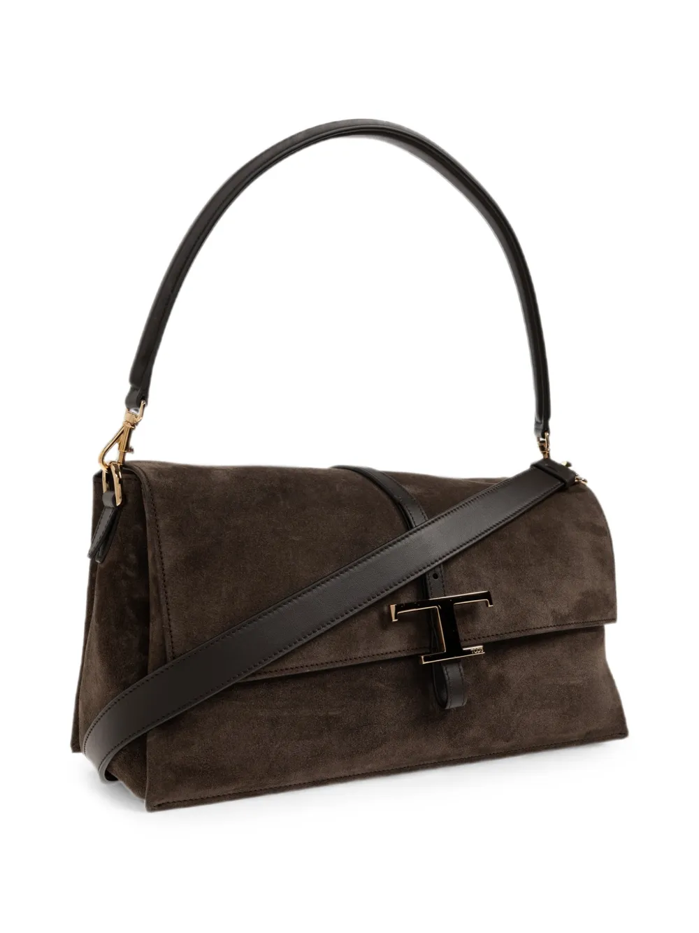 Tod's T Timeless Suede Shoulder Bag in Brown, view 4