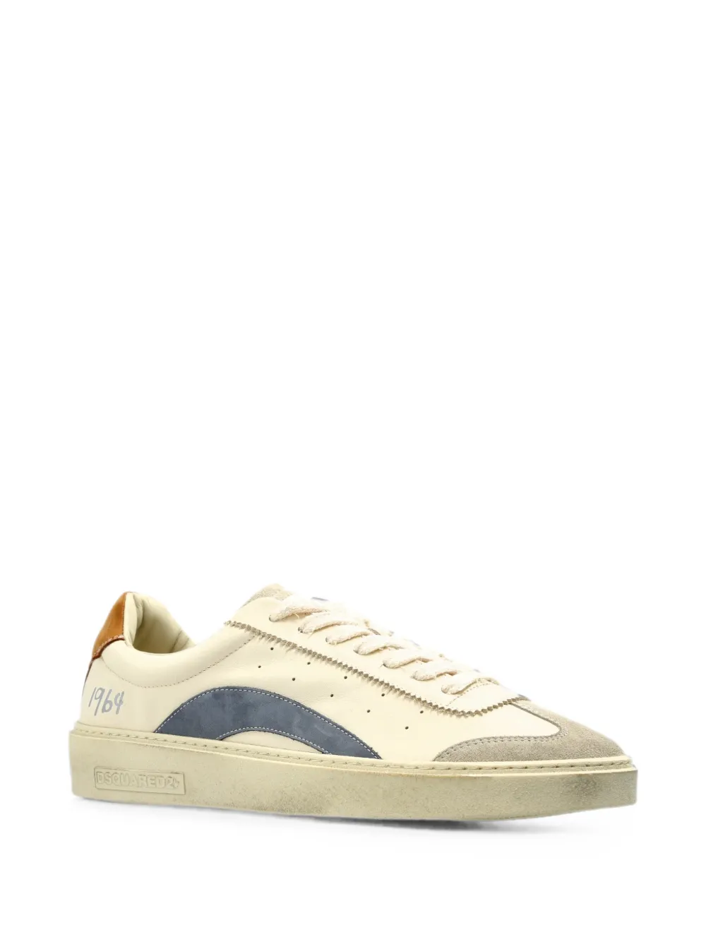 DSQUARED2 Leren sneakers met vlakken Beige
