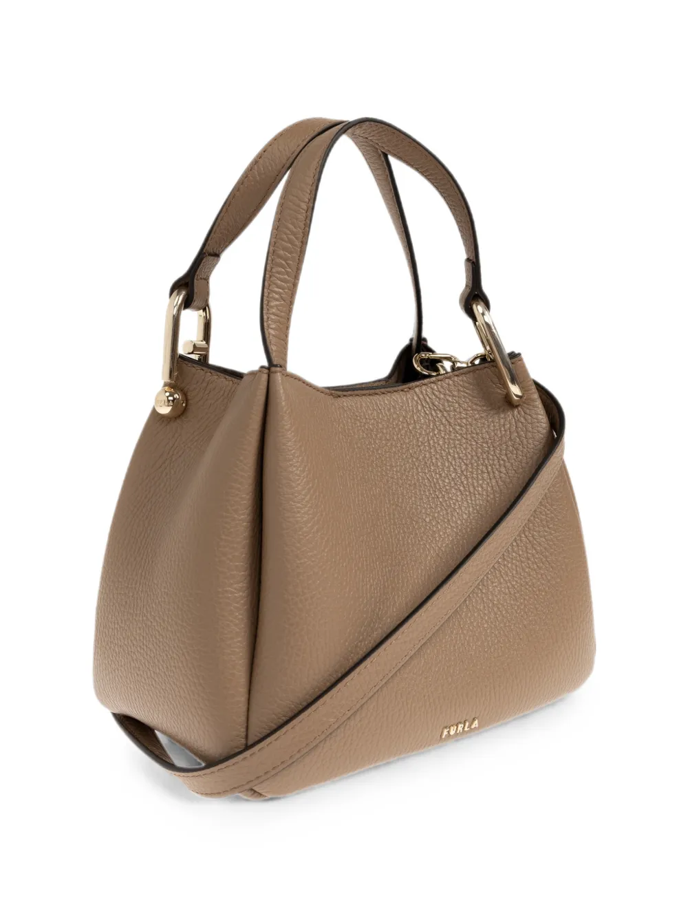 Furla Nuvola mini-shopper van bewerkt leer Beige