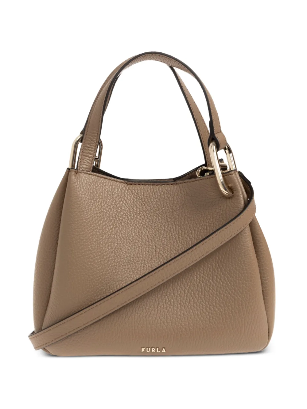 Furla mini Nuvola grained leather tote bag - Neutrals