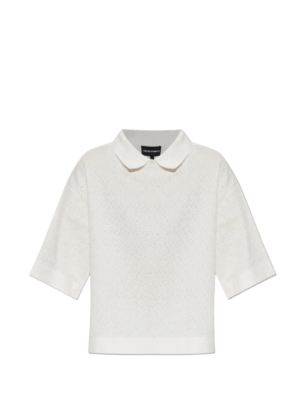 Emporio Armani chevron-knit Peter Pan-collar top - Toni neutri