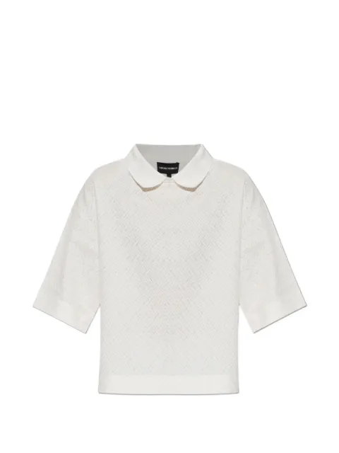 Emporio Armani 셰브런 니트 피터팬 칼라 탑