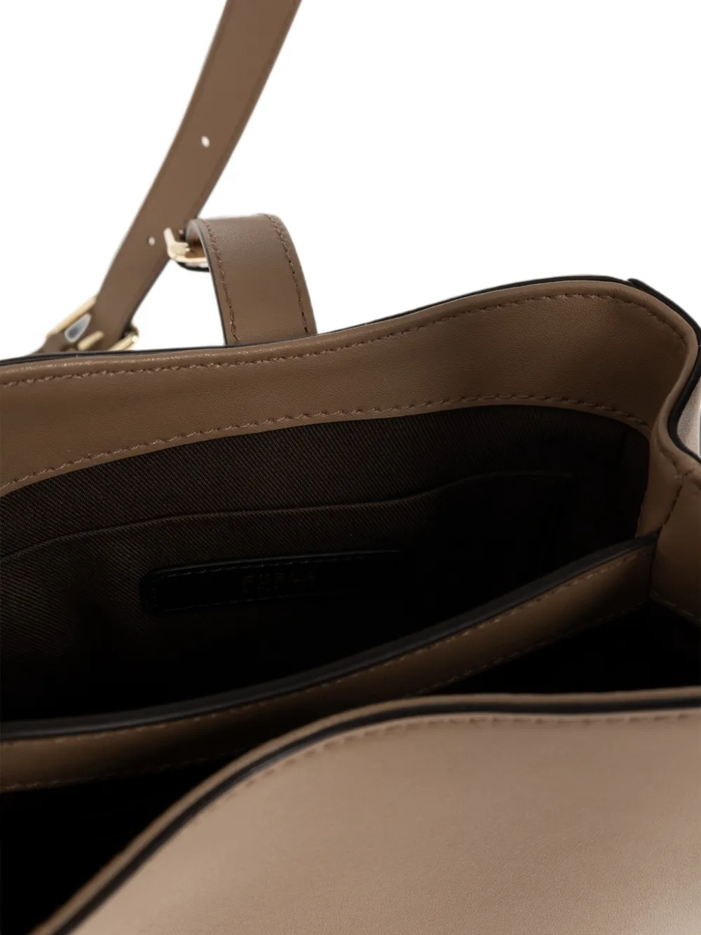 Furla Dora leren mini-schoudertas met gespband Bruin