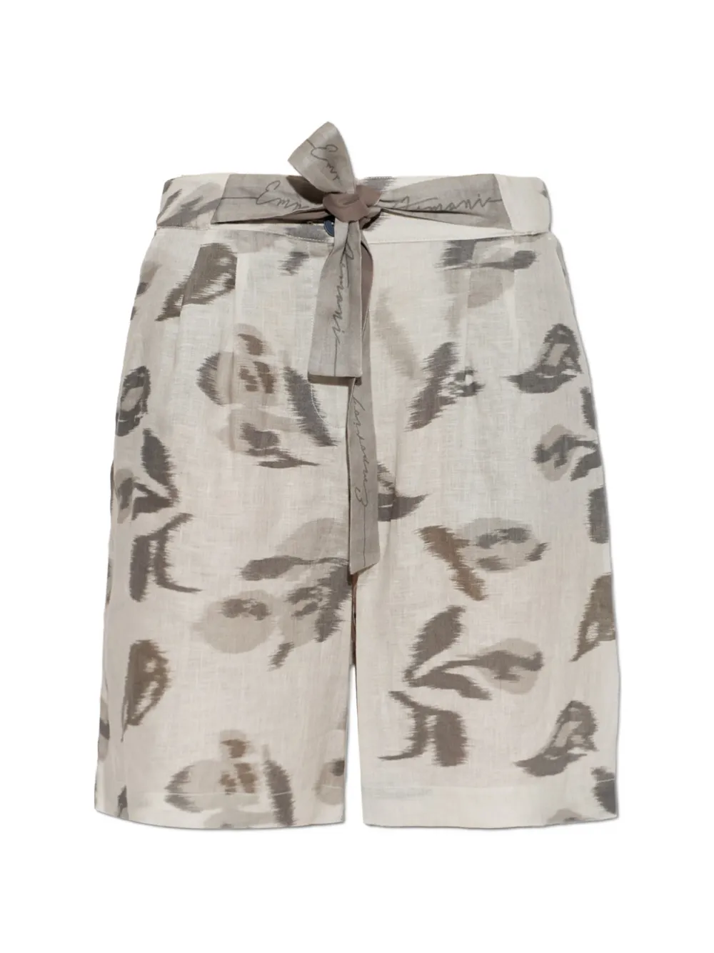 Emporio Armani ikat-print belted shorts - Grigio