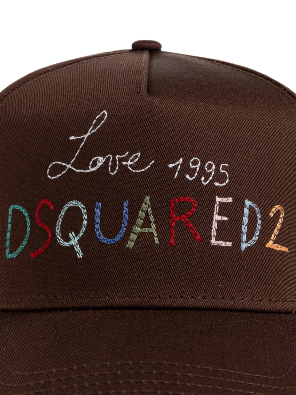 DSQUARED2 Gerafelde honkbalpet met geborduurd logo Bruin