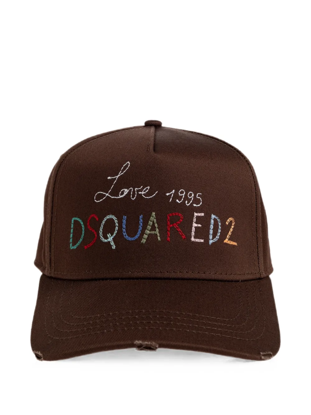 DSQUARED2 logo-embroidered distressed baseball cap - Marrone