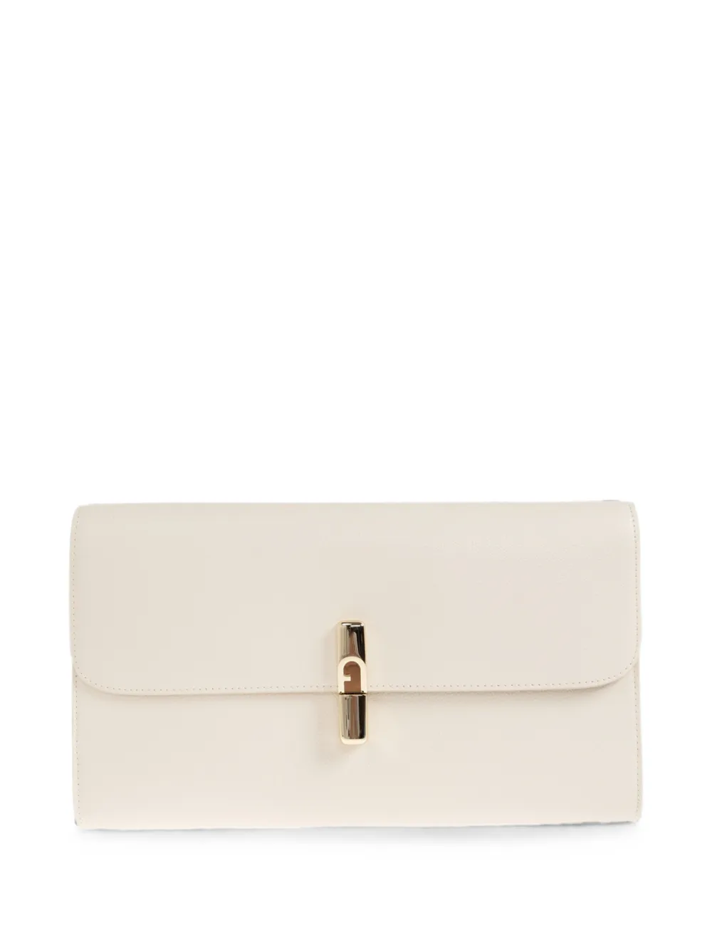 Furla Iride logo-clasp leather clutch bag - Bianco