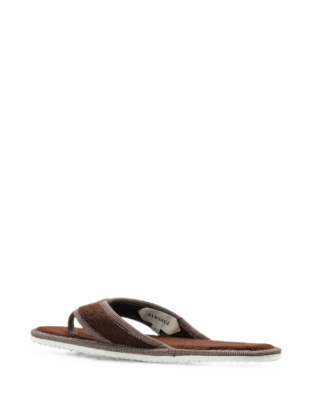 Versace Home Badstof teenslippers met geborduurd logo Bruin