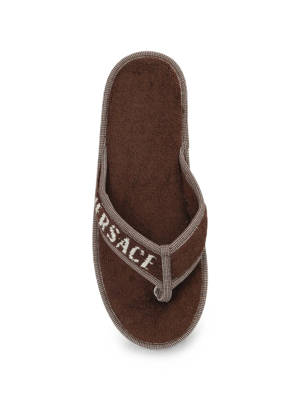 Versace Home Badstof teenslippers met geborduurd logo Bruin