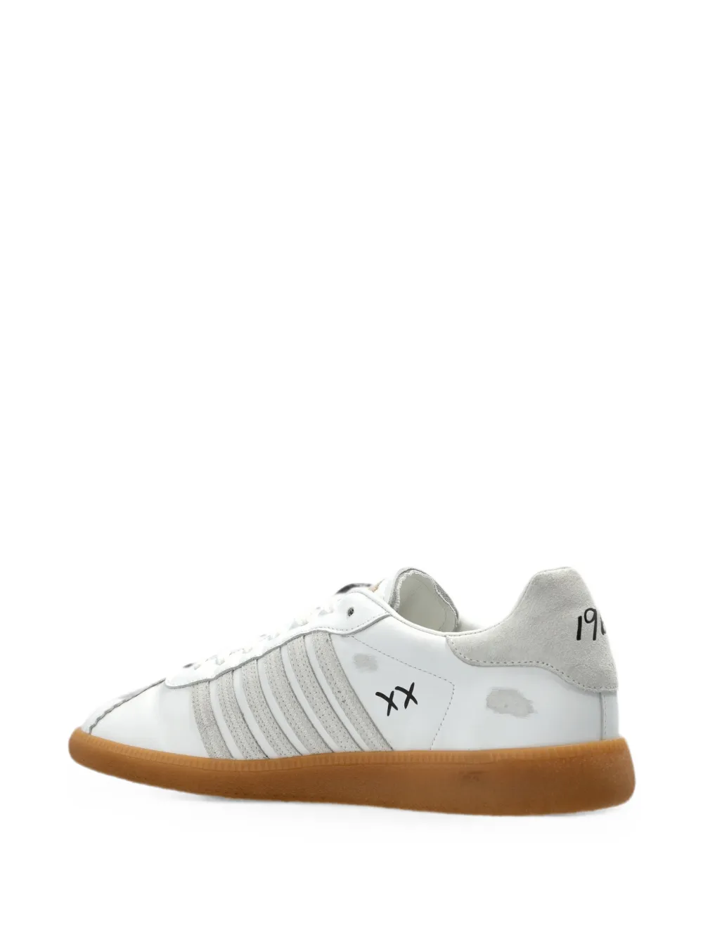 DSQUARED2 Rebel maple-leaf appliqué leather sneakers Wit