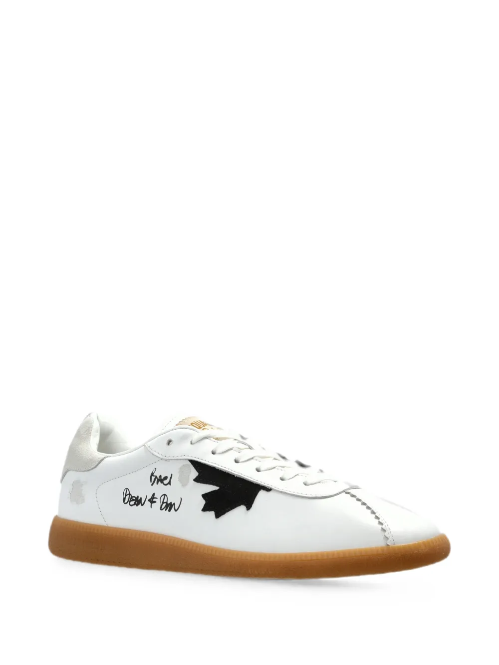 DSQUARED2 Rebel maple-leaf appliqué leather sneakers Wit