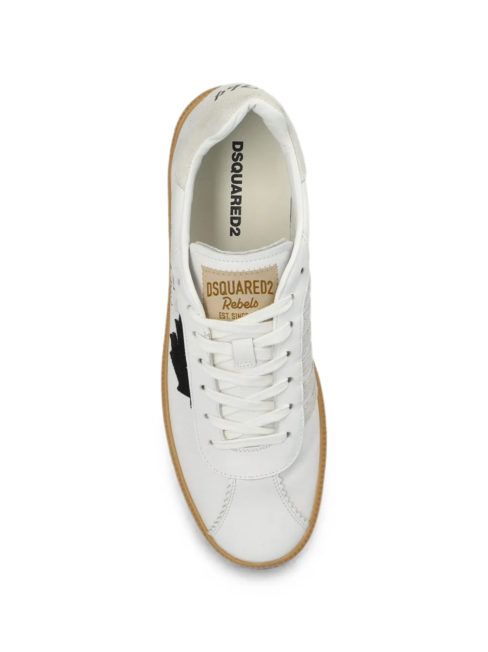 DSQUARED2 Rebel maple-leaf appliqué leather sneakers Wit