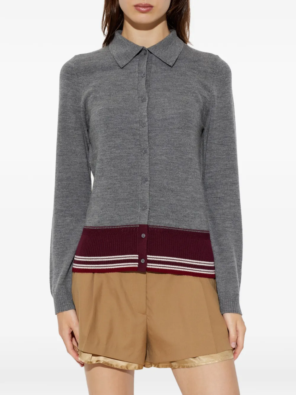 IRO Button-down blouse met gestreepte afwerking Grijs