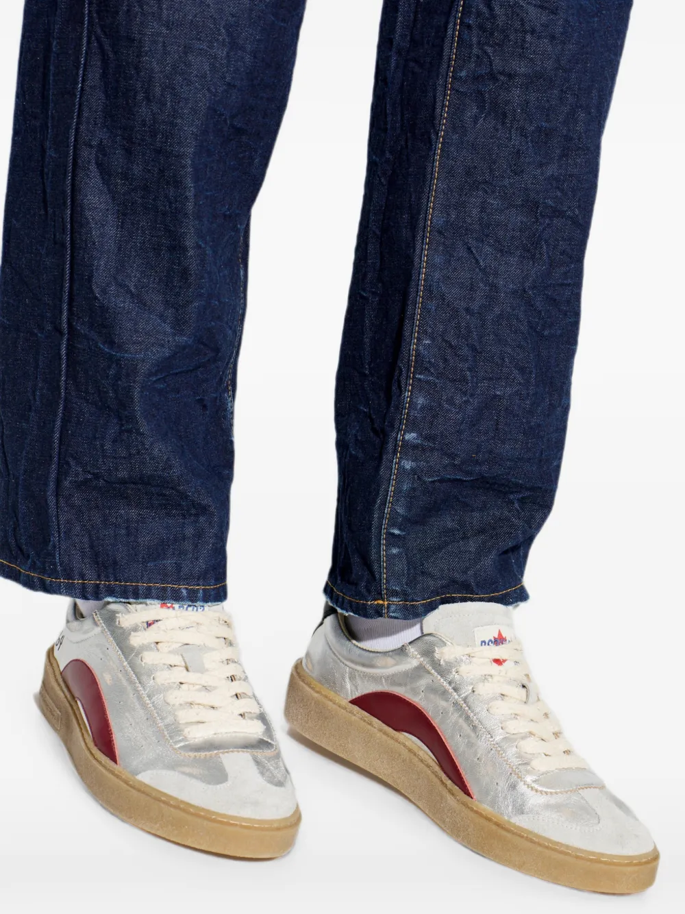 DSQUARED2 metallic-effect leather sneakers Zilver