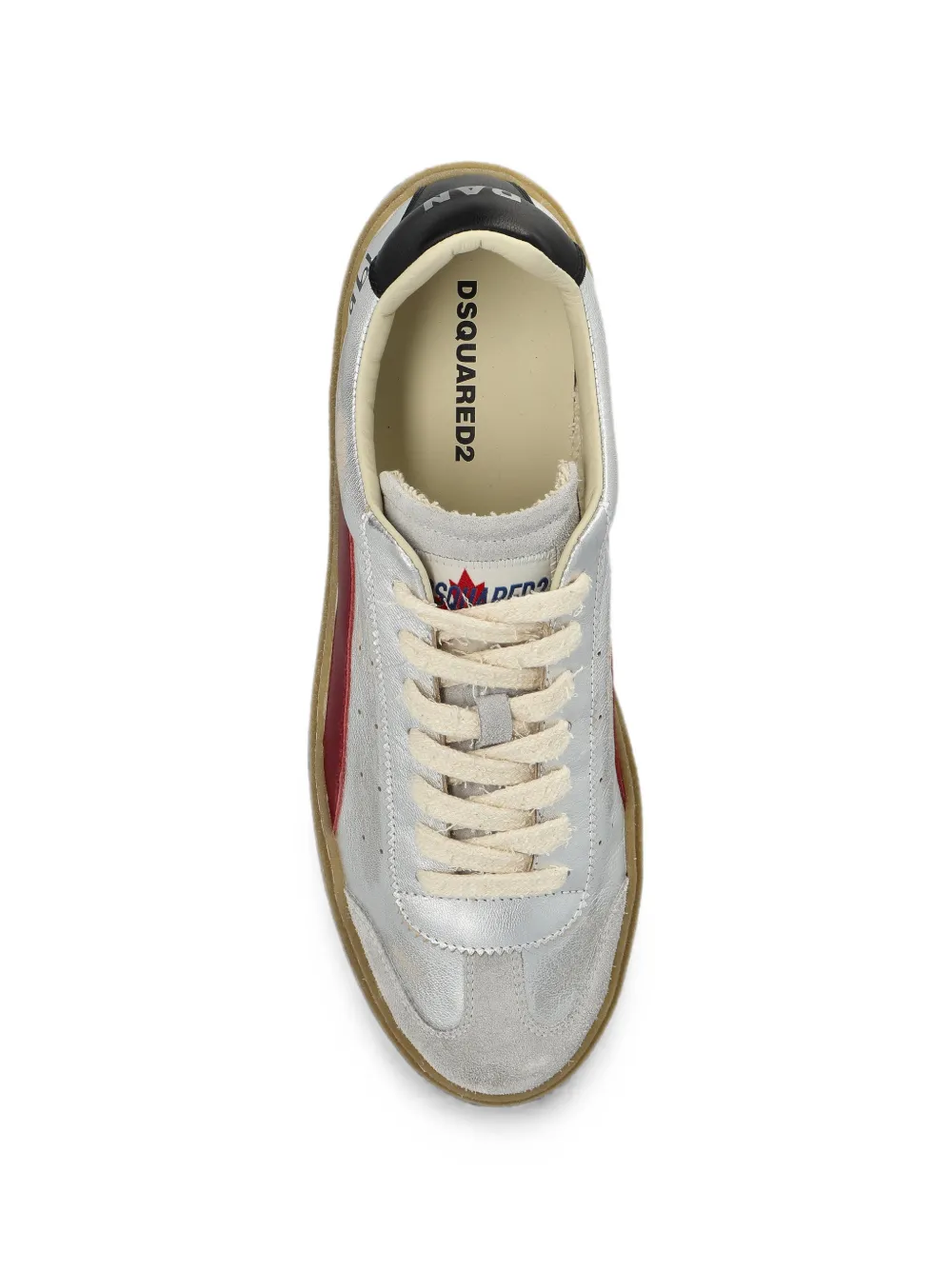 DSQUARED2 metallic-effect leather sneakers Zilver