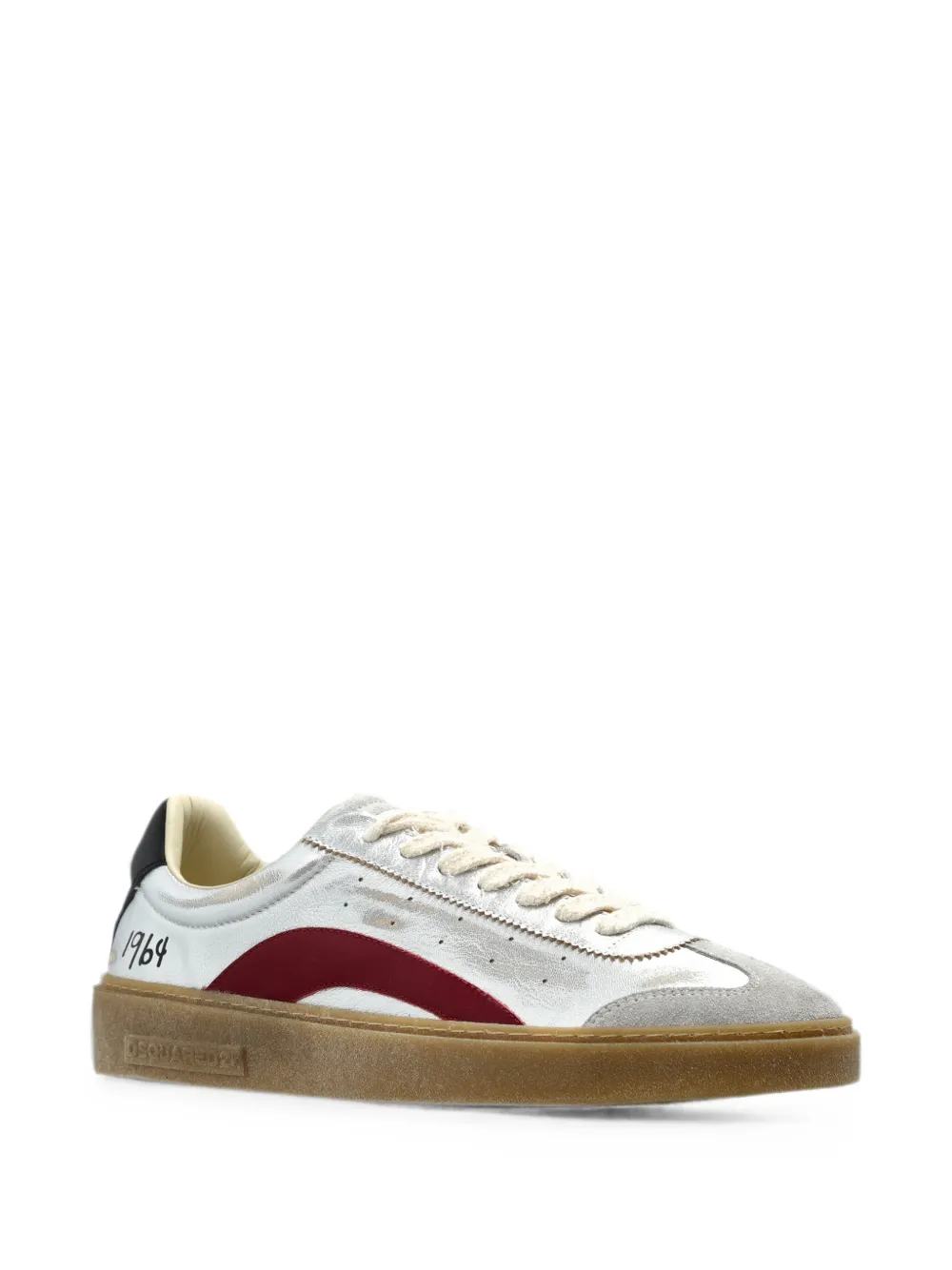 DSQUARED2 metallic-effect leather sneakers Zilver