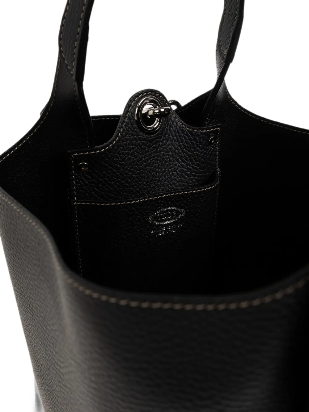 Tod's Kleine bucket-tas van bewerkt leer met logoplakkaat Zwart