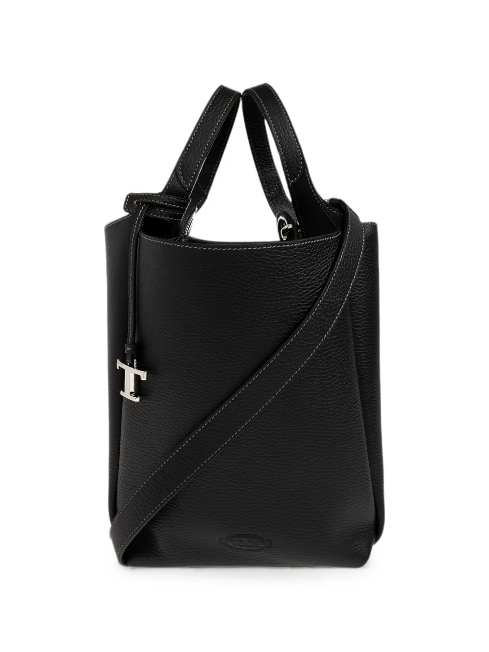 Tod's Kleine bucket-tas van bewerkt leer met logoplakkaat Zwart