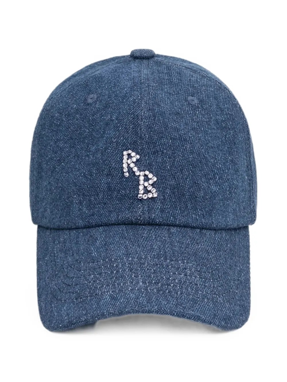 Ruslan Baginskiy Crystal-embroidered Denim Baseball Cap In Blue