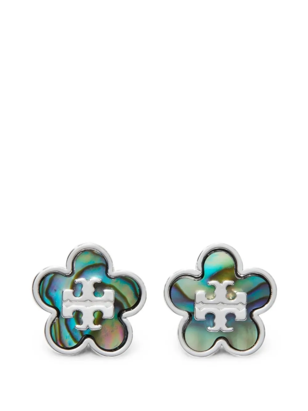 Tory Burch Forget Me Not Mother of Pearl stud earrings. - Argento