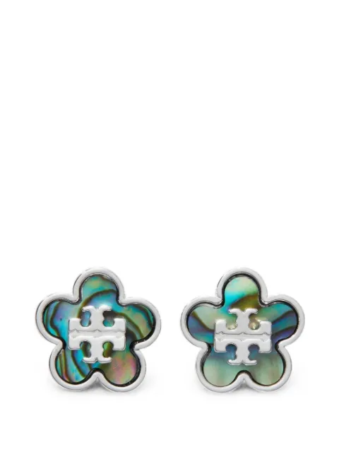 Tory Burch Forget Me Not Mother of Pearl stud earrings.