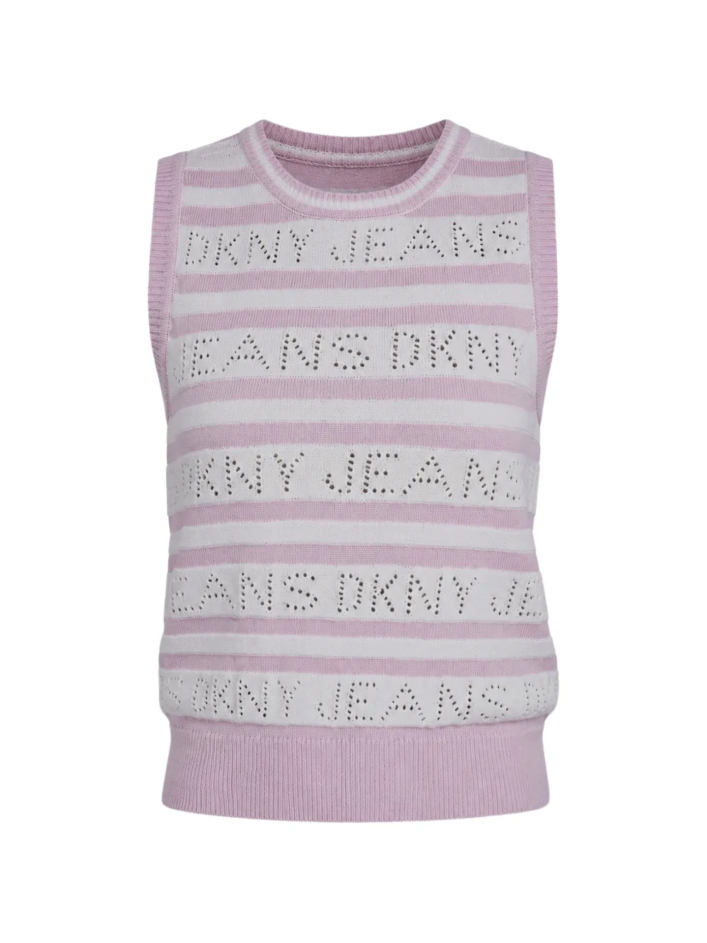 DKNY striped pointelle-knit top - Rosa
