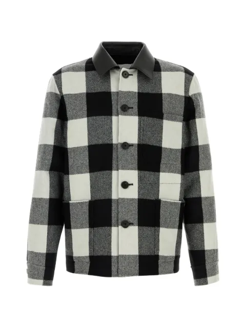 Givenchy check-pattern leather-collar jacket