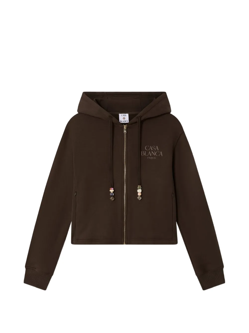 Casablanca bead-embellished cropped hoodie - Braun