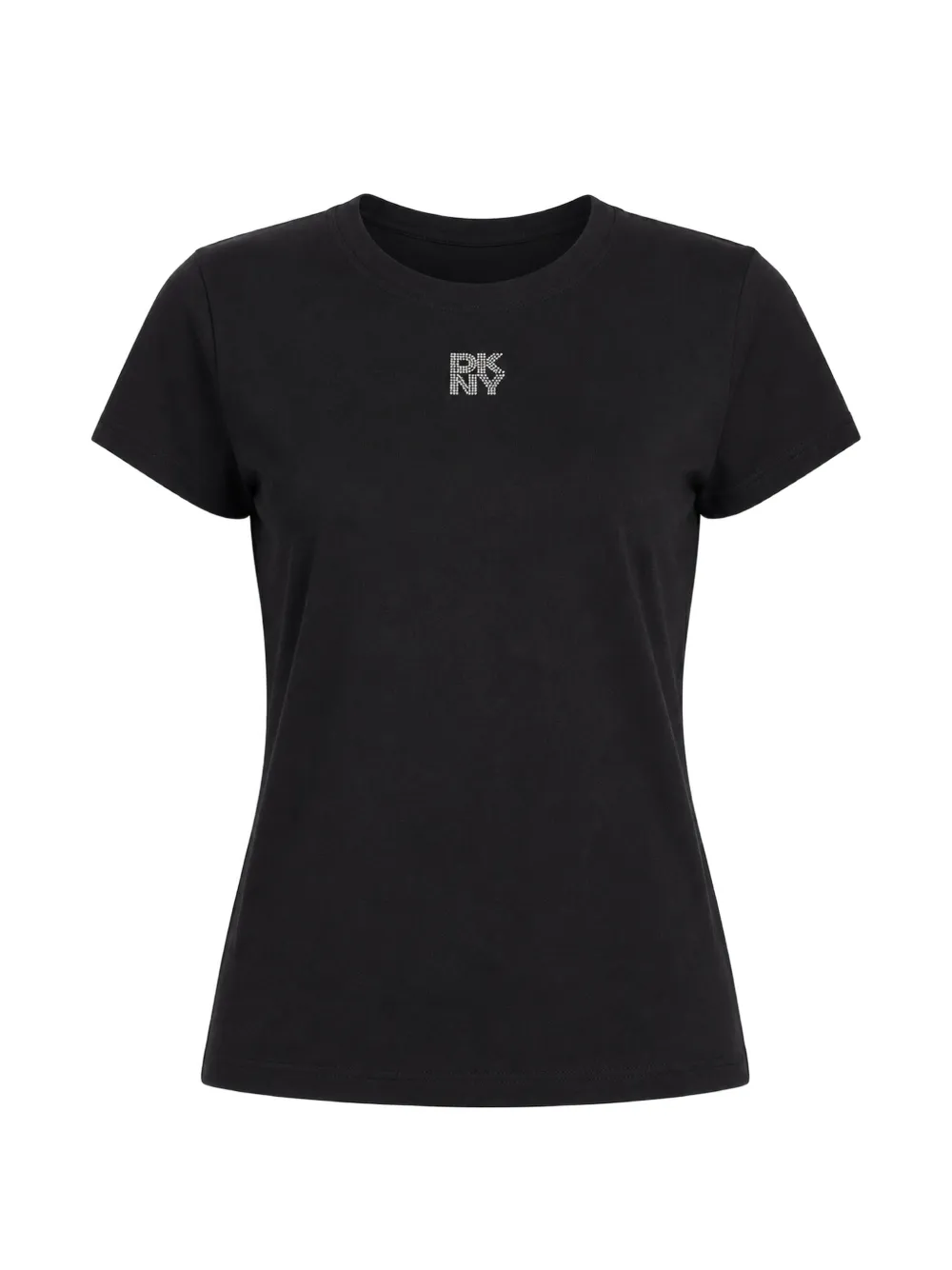 DKNY rhinestone-logo cotton T-shirt - Nero