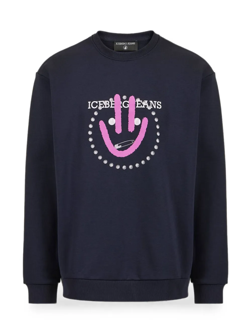 Iceberg Verfraaide sweater met grafische print Blauw