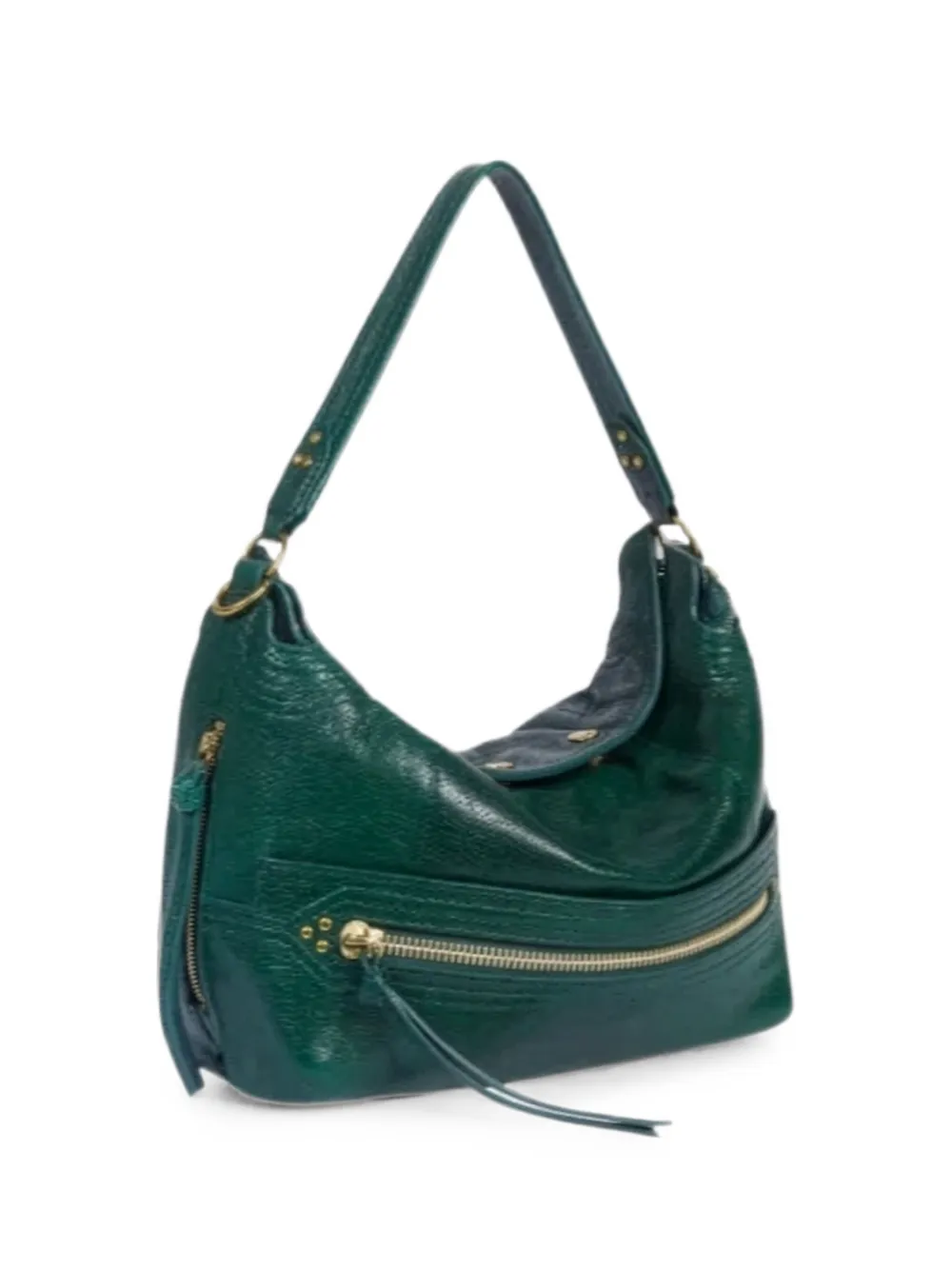 Jérôme Dreyfuss Lucky studded leather shoulder bag - Verde