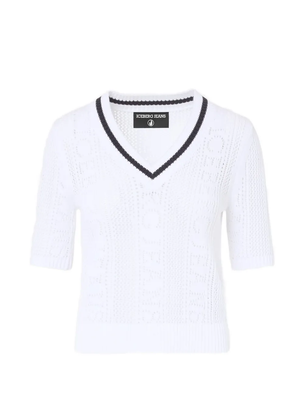 Iceberg pointelle-knit V-neck sweater - Bianco