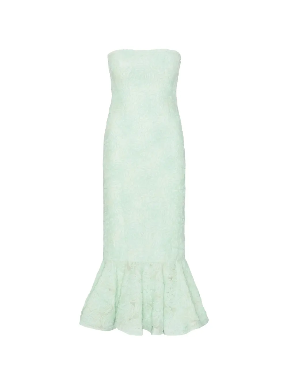 ROTATE BIRGER CHRISTENSEN Schulterfreies Maxikleid aus Blumen-Jacquard - Grün