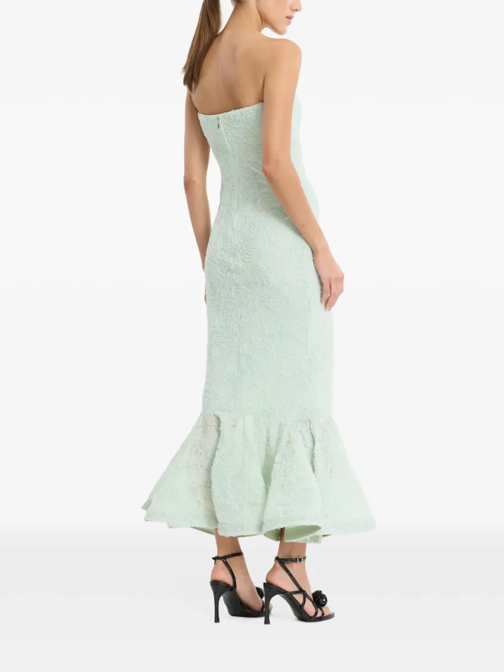 ROTATE BIRGER CHRISTENSEN Maxi-jurk met bloemjacquard Groen