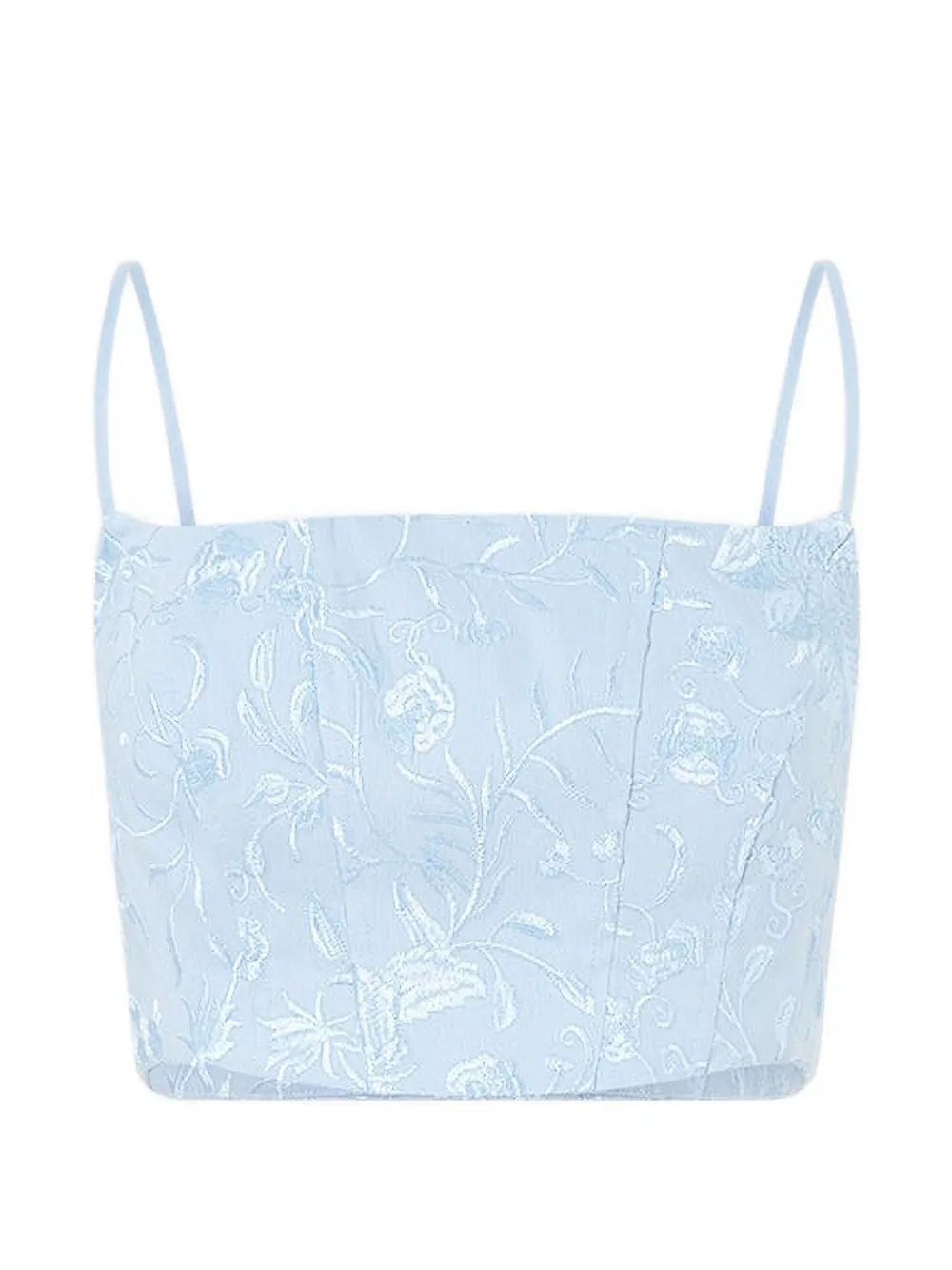 Camilla Seville Sweetheart floral-embroidered corset crop top - Blu