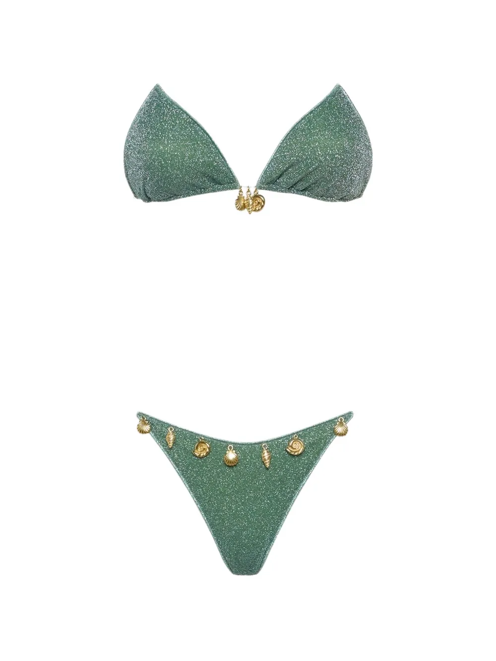 Oséree shell-embellished glitter bikini - Verde
