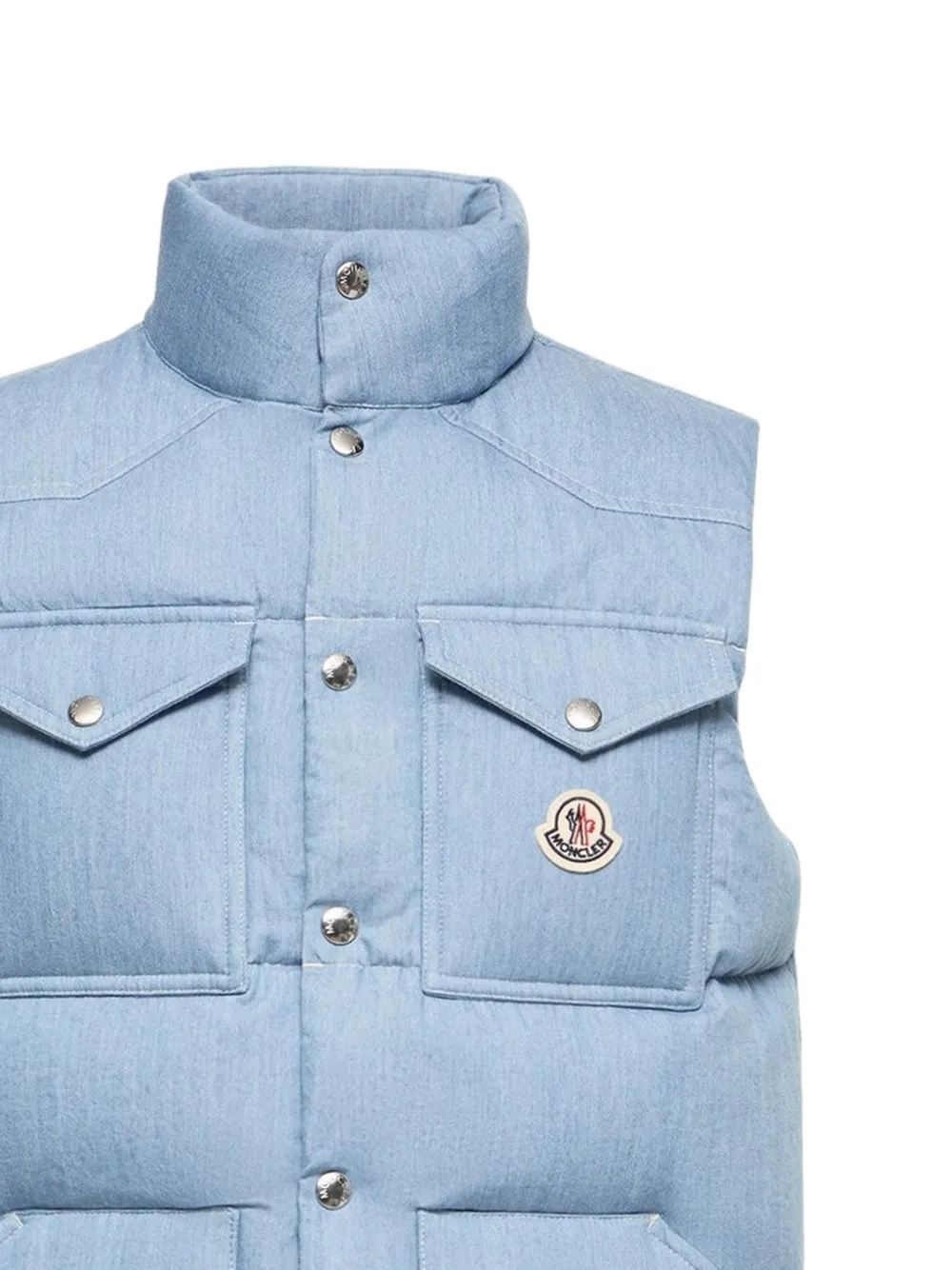 Moncler Ervional gewatteerde top met logo-patch Blauw