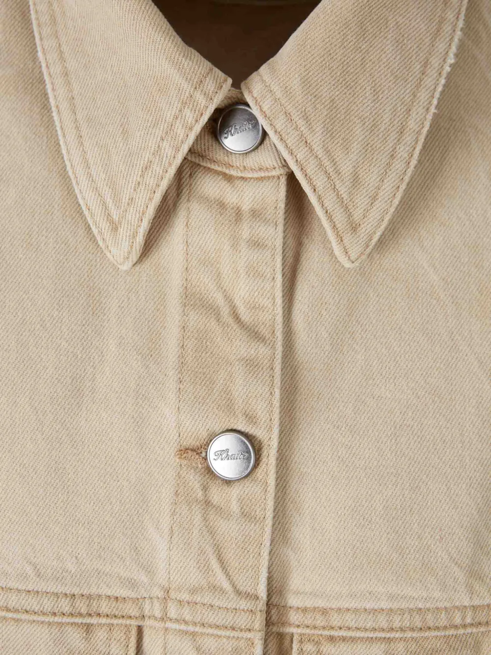 KHAITE Cropped denim jack Beige