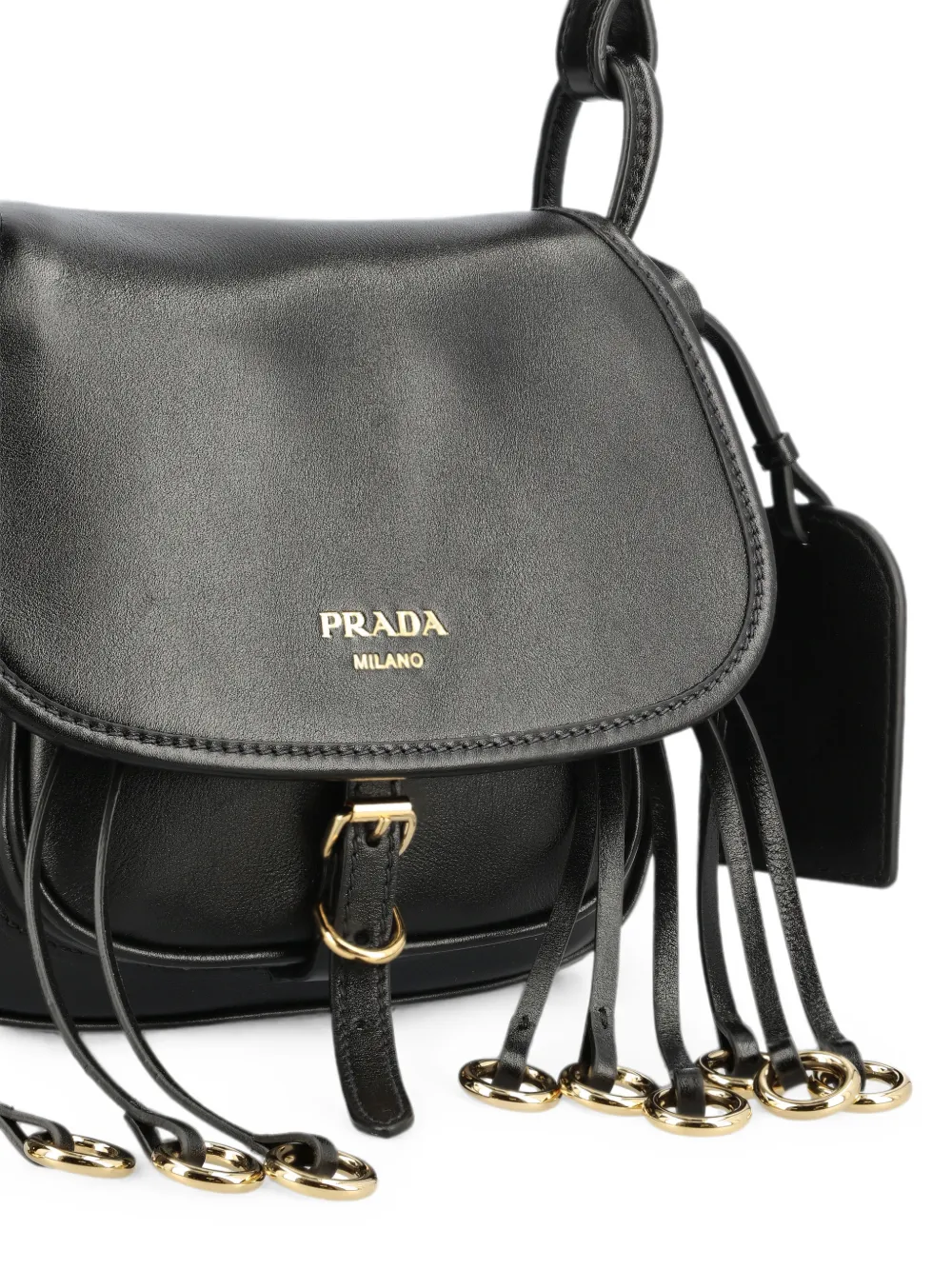 Prada Schoudertas met franje detail Zwart