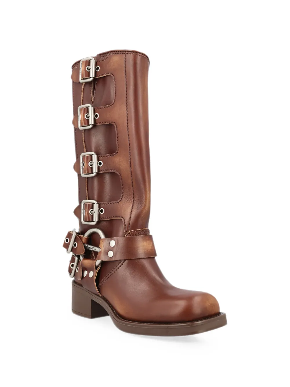 Miu buckle-detail leather boots Bruin