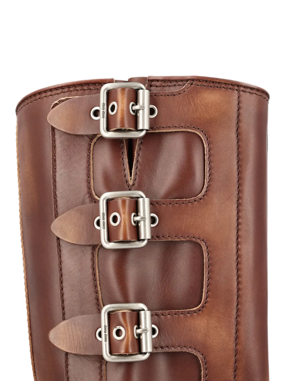Miu buckle-detail leather boots Bruin
