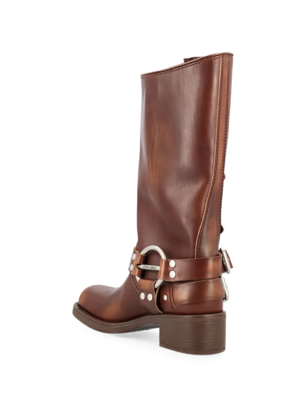 Miu buckle-detail leather boots Bruin