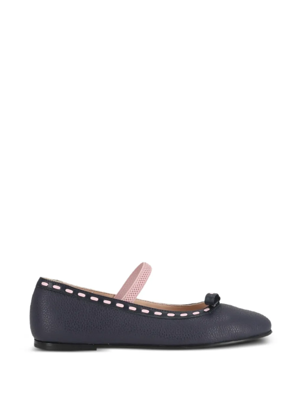 Fendi Kids bow-detail leather ballet flats - Blu