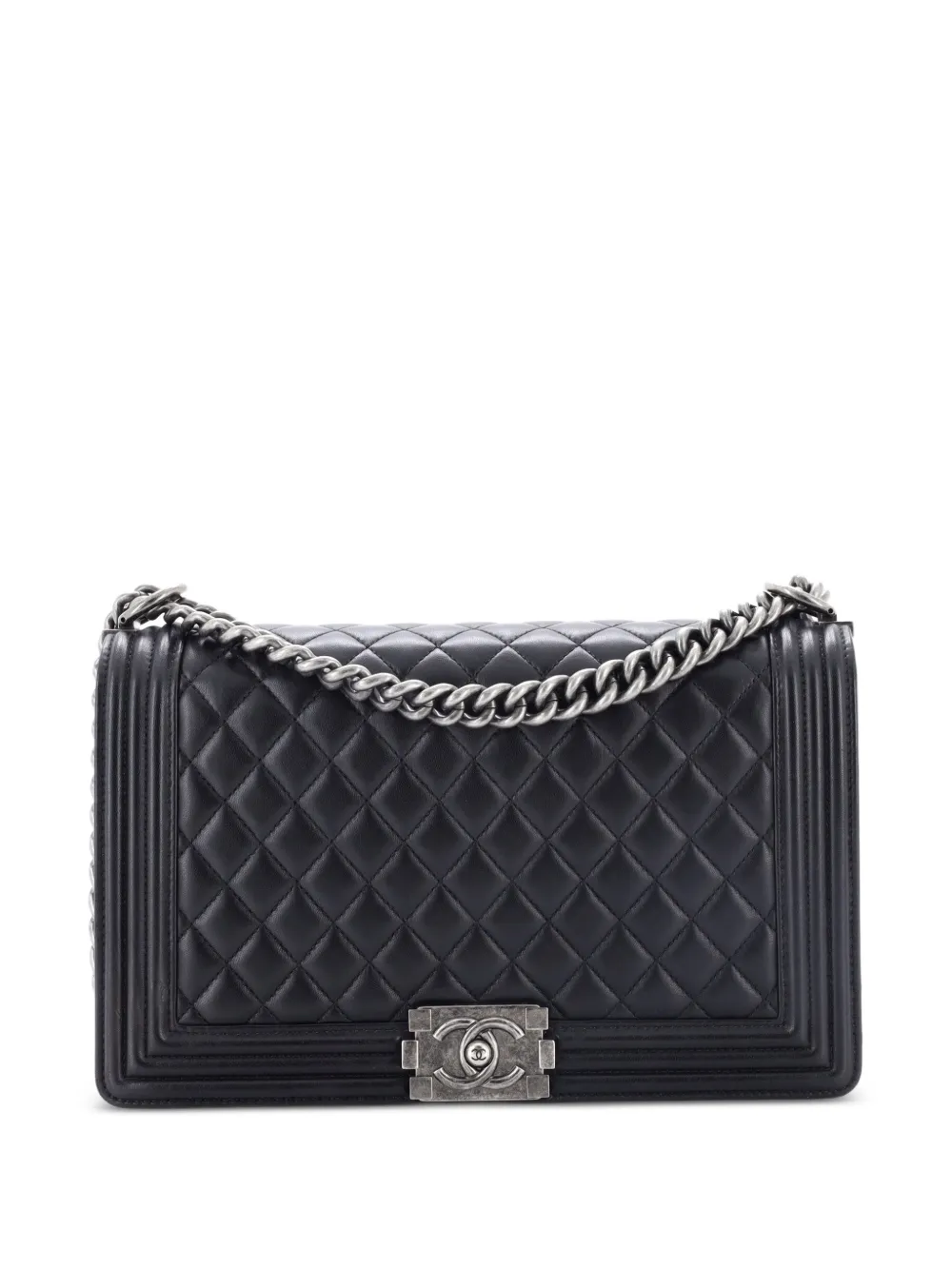 CHANEL Pre-Owned Boy Flap Bag Quilted Lambskin New Medium shoulder bag - Black