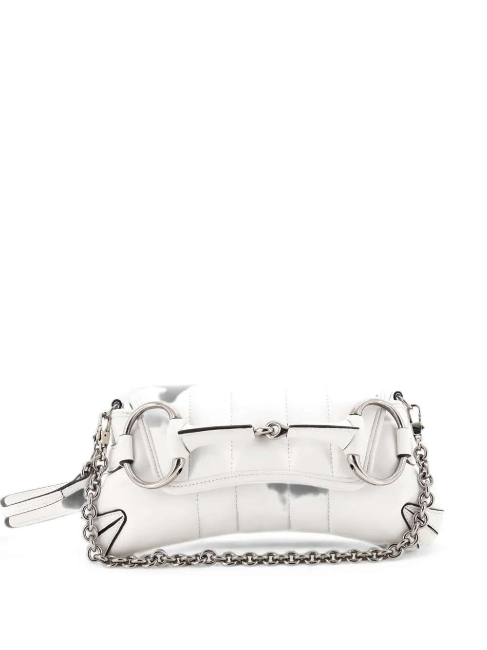 Gucci Pre-Owned Borsa a spalla Horsebit piccola in pelle trapuntata con catena - Bianco
